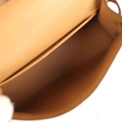 Hermes Kelly Sellier bag interior view in biscuit leather with smooth lining