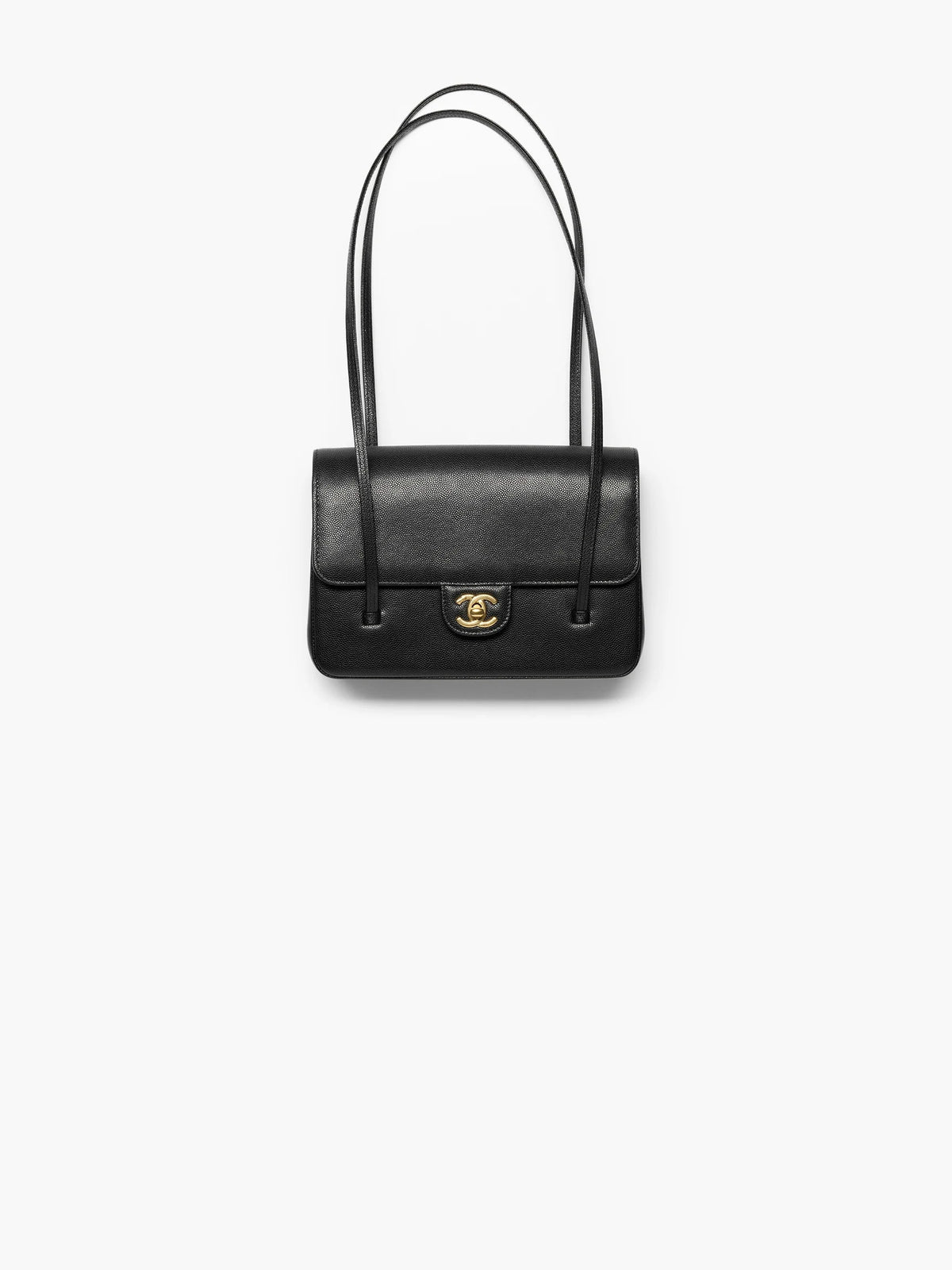 Grainy Shiny Calfskin Flap Bag