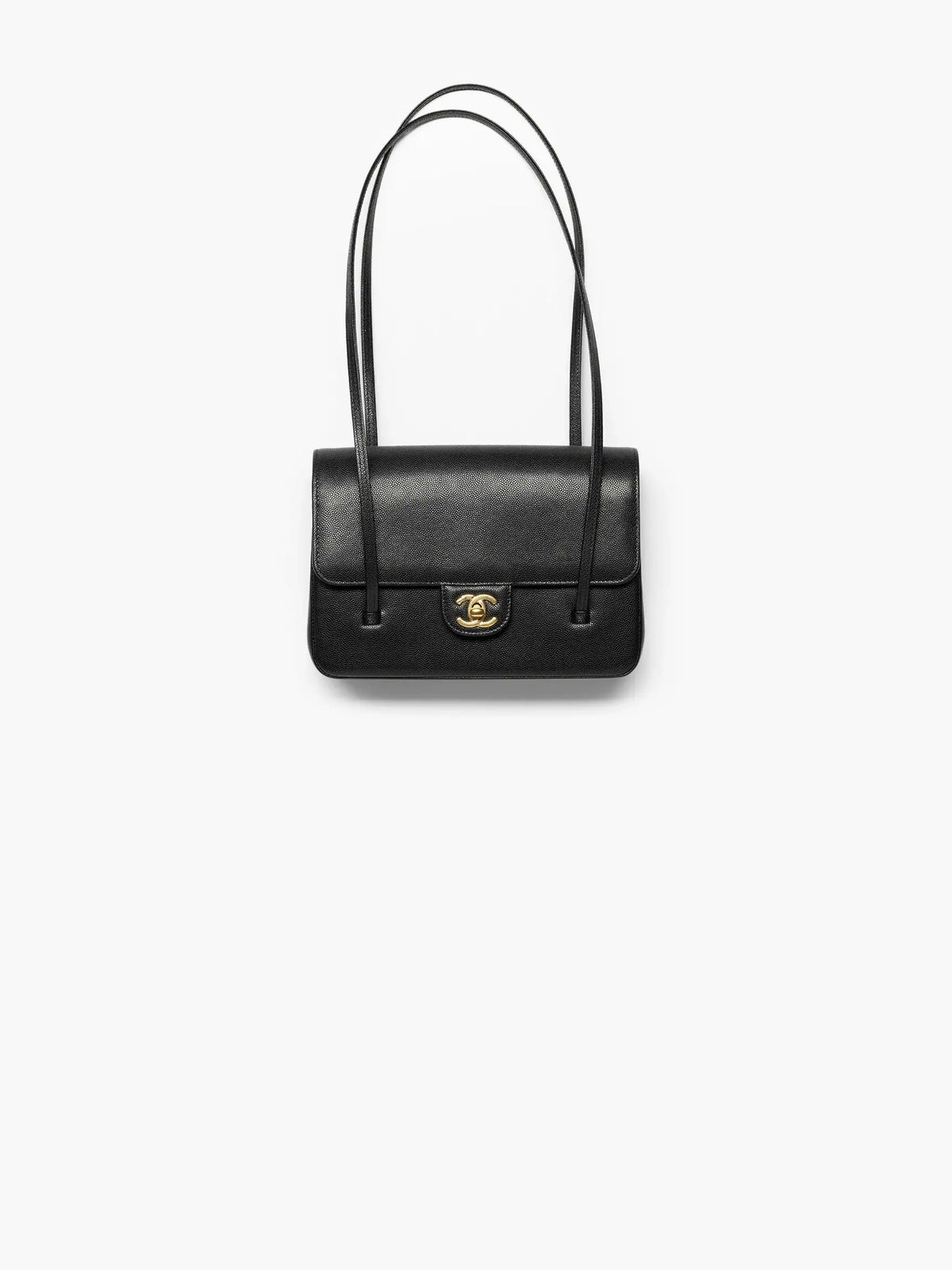 Grainy Shiny Calfskin Flap Bag