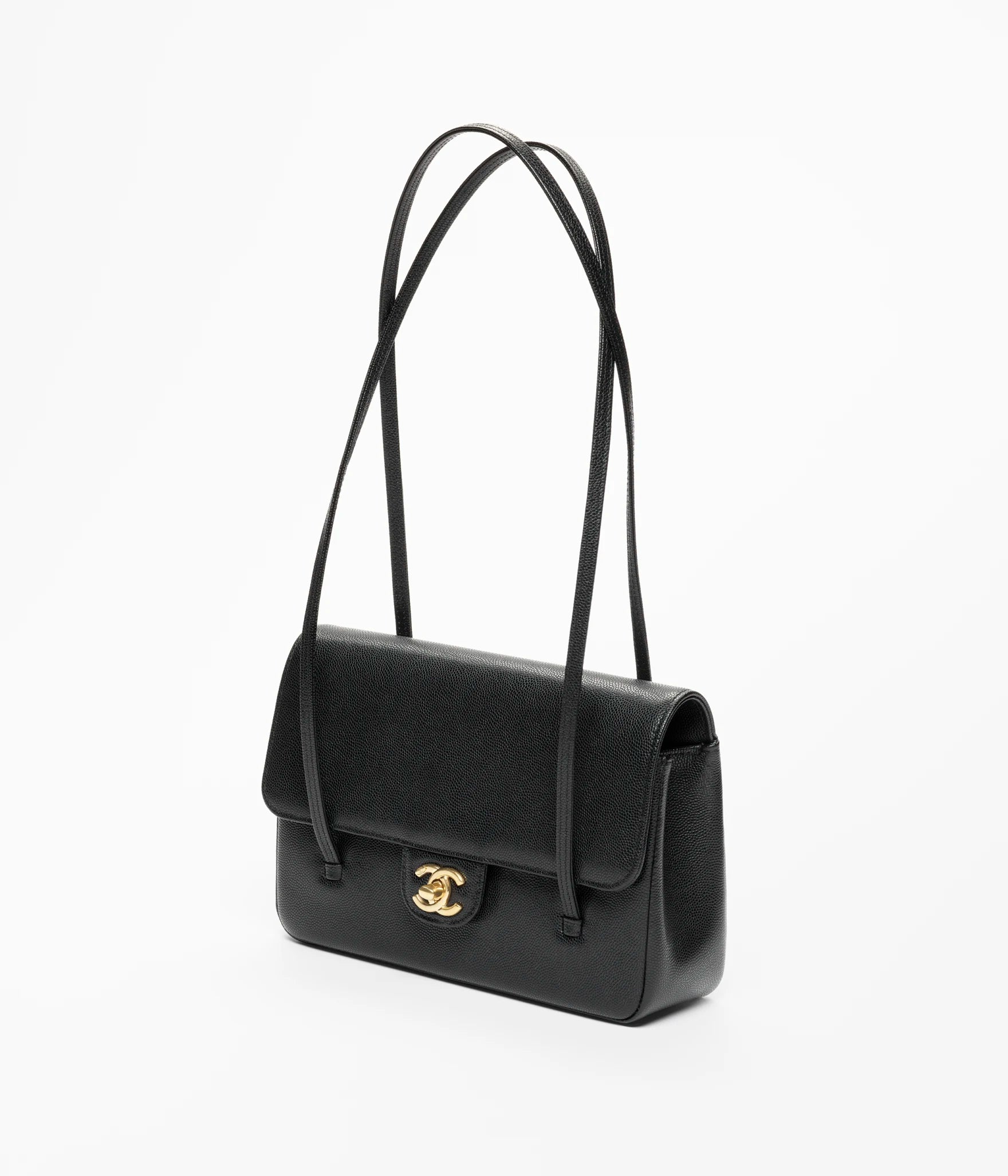 Grainy Shiny Calfskin Flap Bag