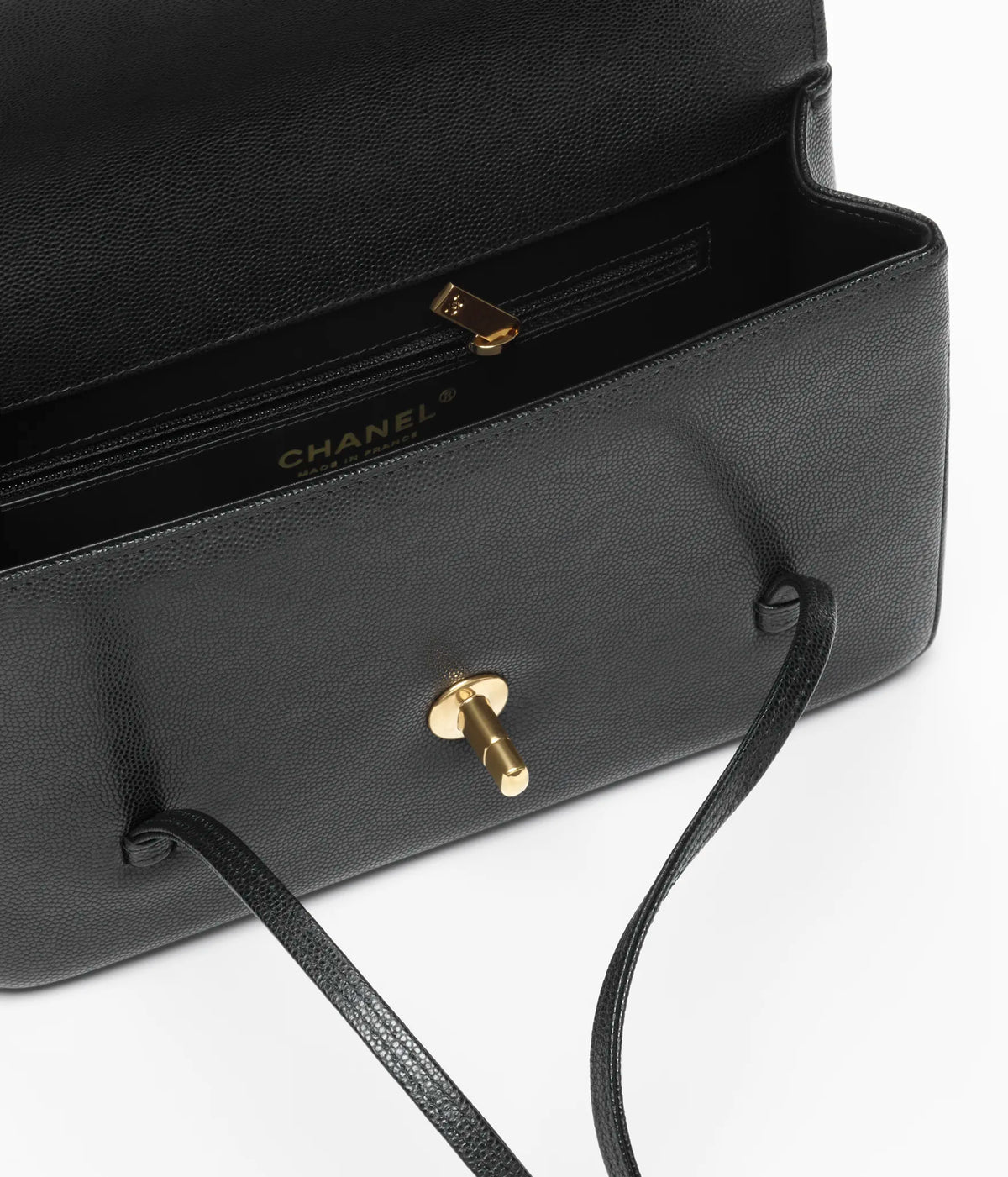 Grainy Shiny Calfskin Flap Bag