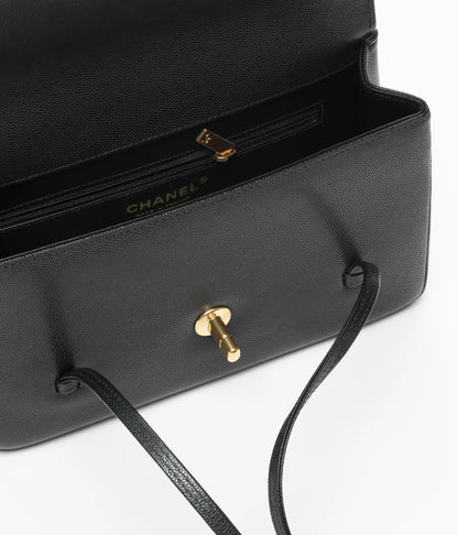 Grainy Shiny Calfskin Flap Bag