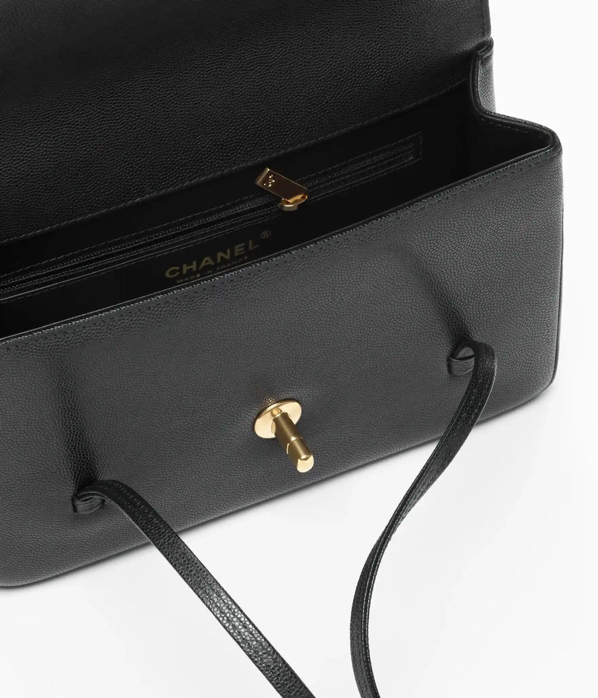 Grainy Shiny Calfskin Flap Bag