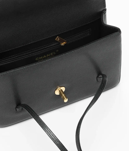 Grainy Shiny Calfskin Flap Bag