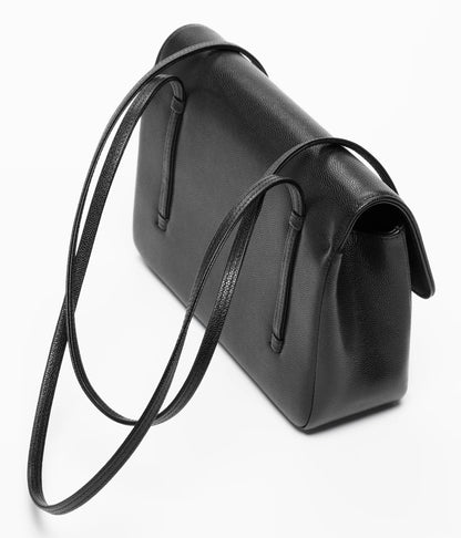 Grainy Shiny Calfskin Flap Bag