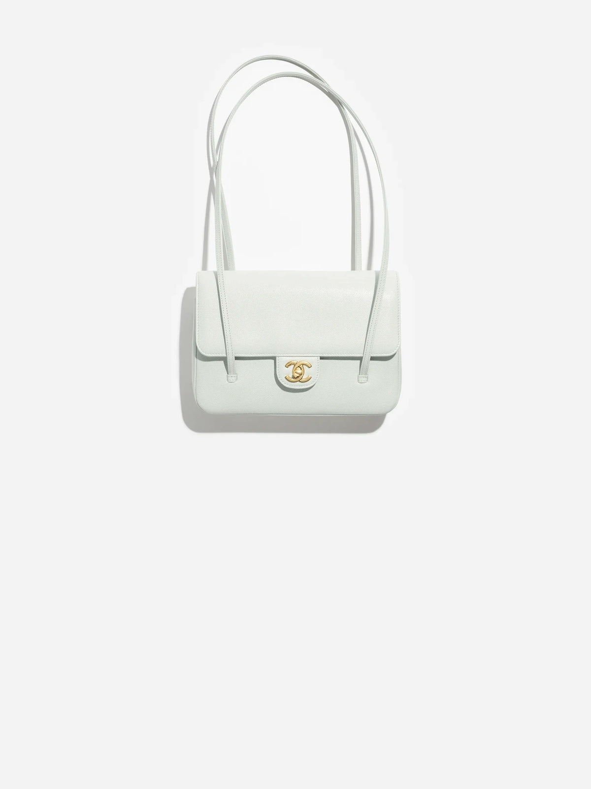 Grainy Shiny Calfskin Flap Bag