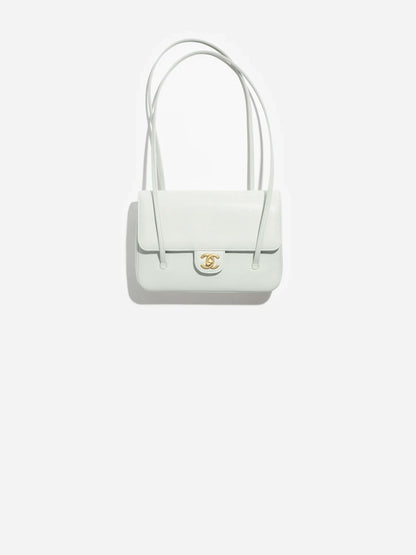 Grainy Shiny Calfskin Flap Bag