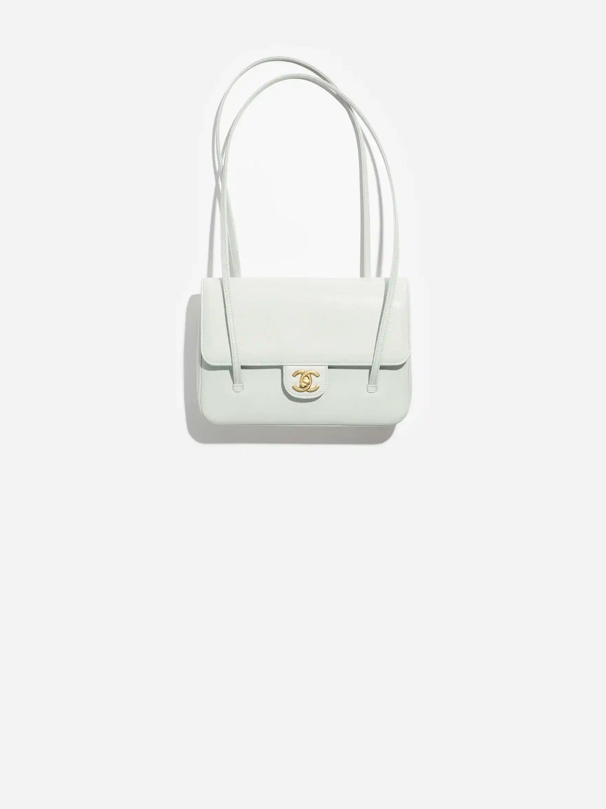 Grainy Shiny Calfskin Flap Bag