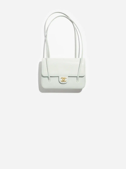 Grainy Shiny Calfskin Flap Bag