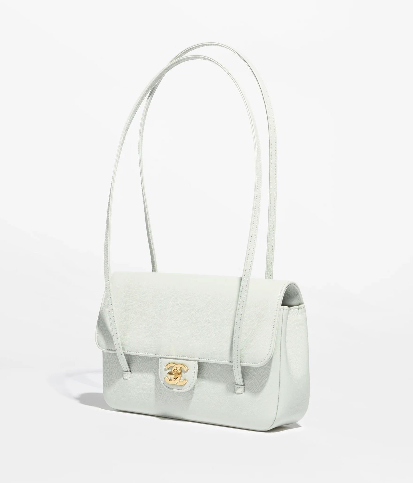 Grainy Shiny Calfskin Flap Bag