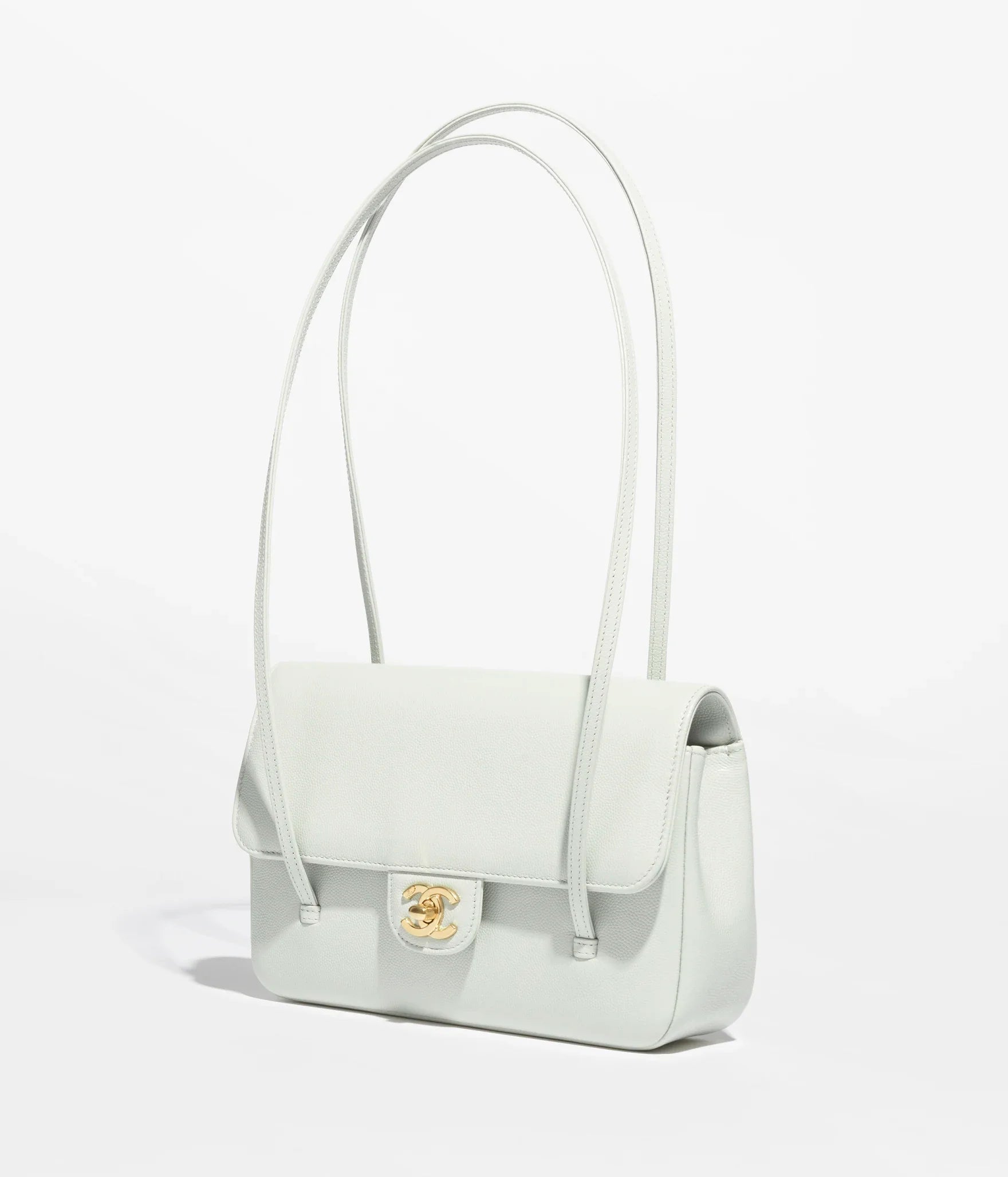 Grainy Shiny Calfskin Flap Bag