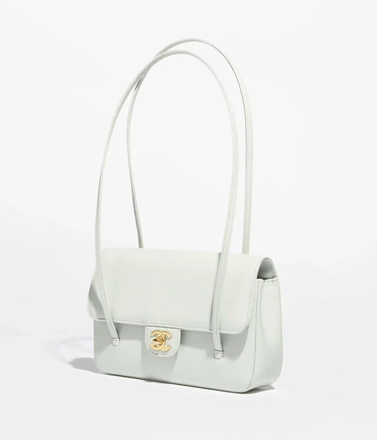 Grainy Shiny Calfskin Flap Bag