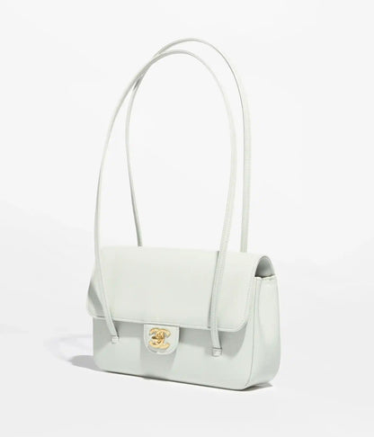 Grainy Shiny Calfskin Flap Bag
