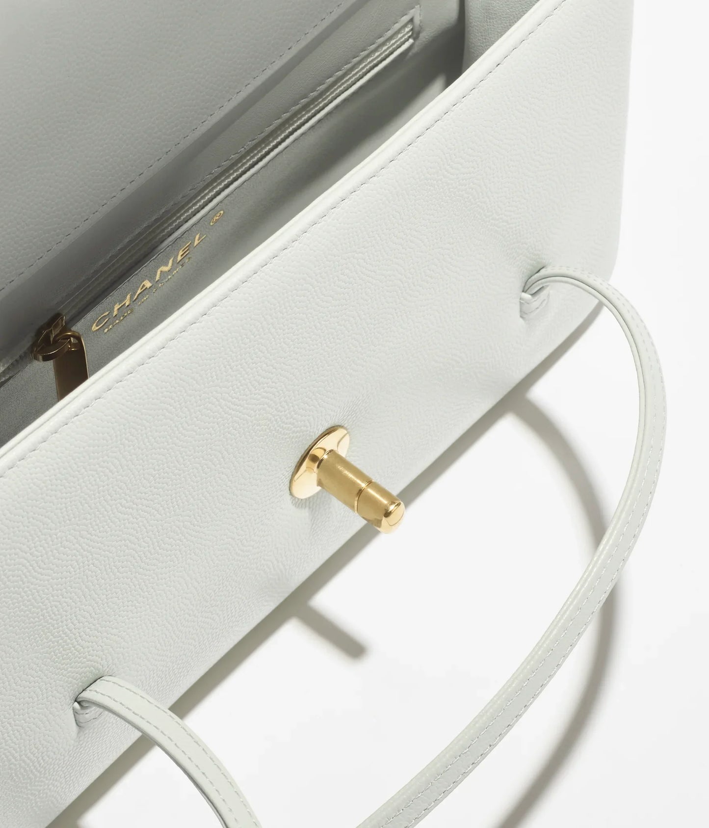 Grainy Shiny Calfskin Flap Bag