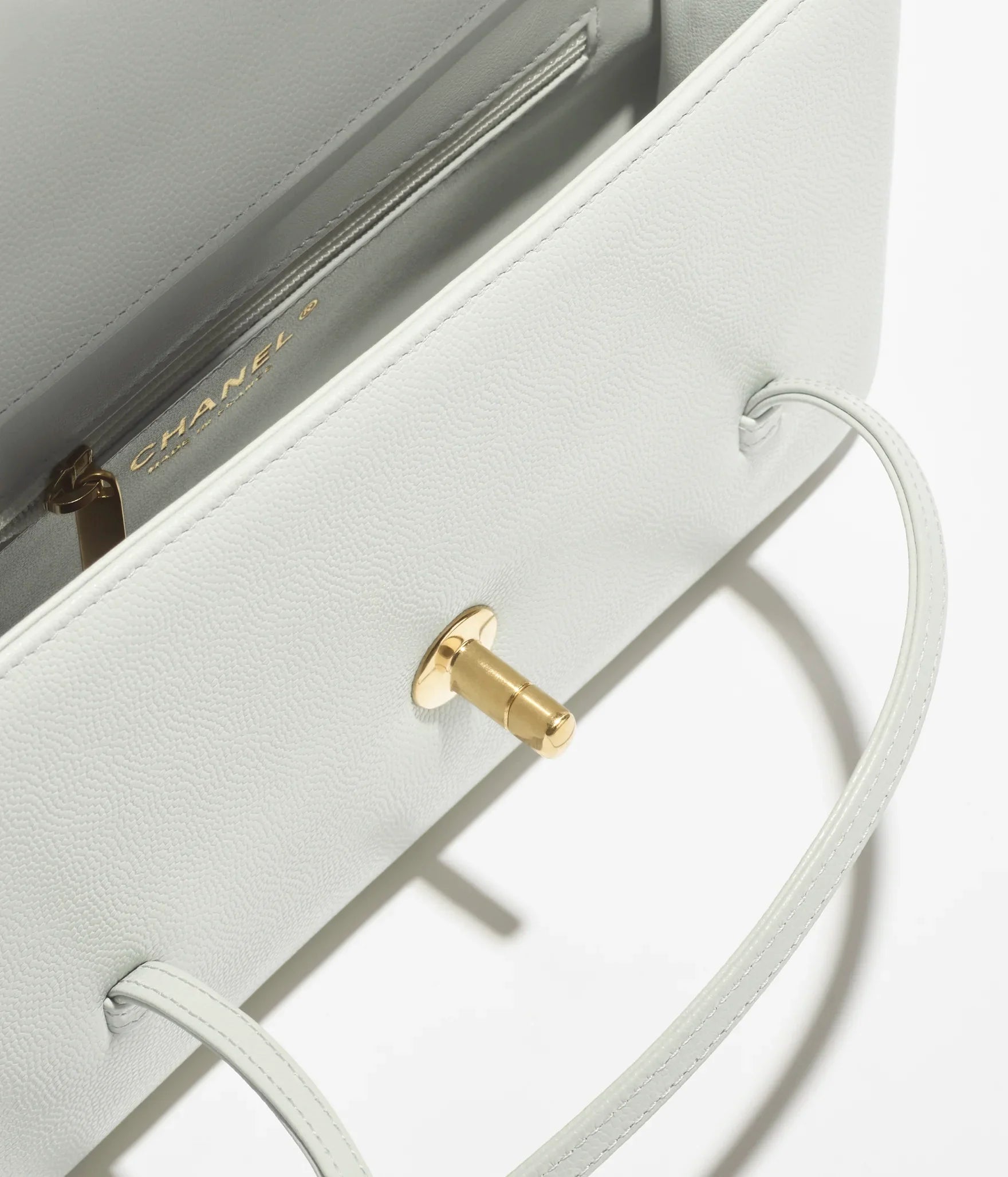 Grainy Shiny Calfskin Flap Bag