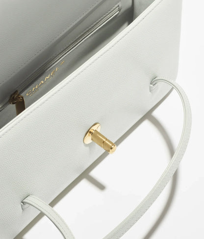 Grainy Shiny Calfskin Flap Bag