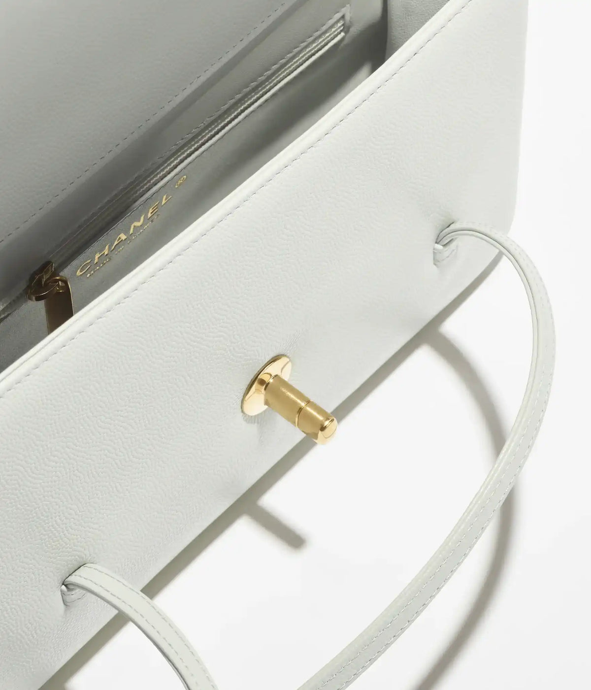 Grainy Shiny Calfskin Flap Bag