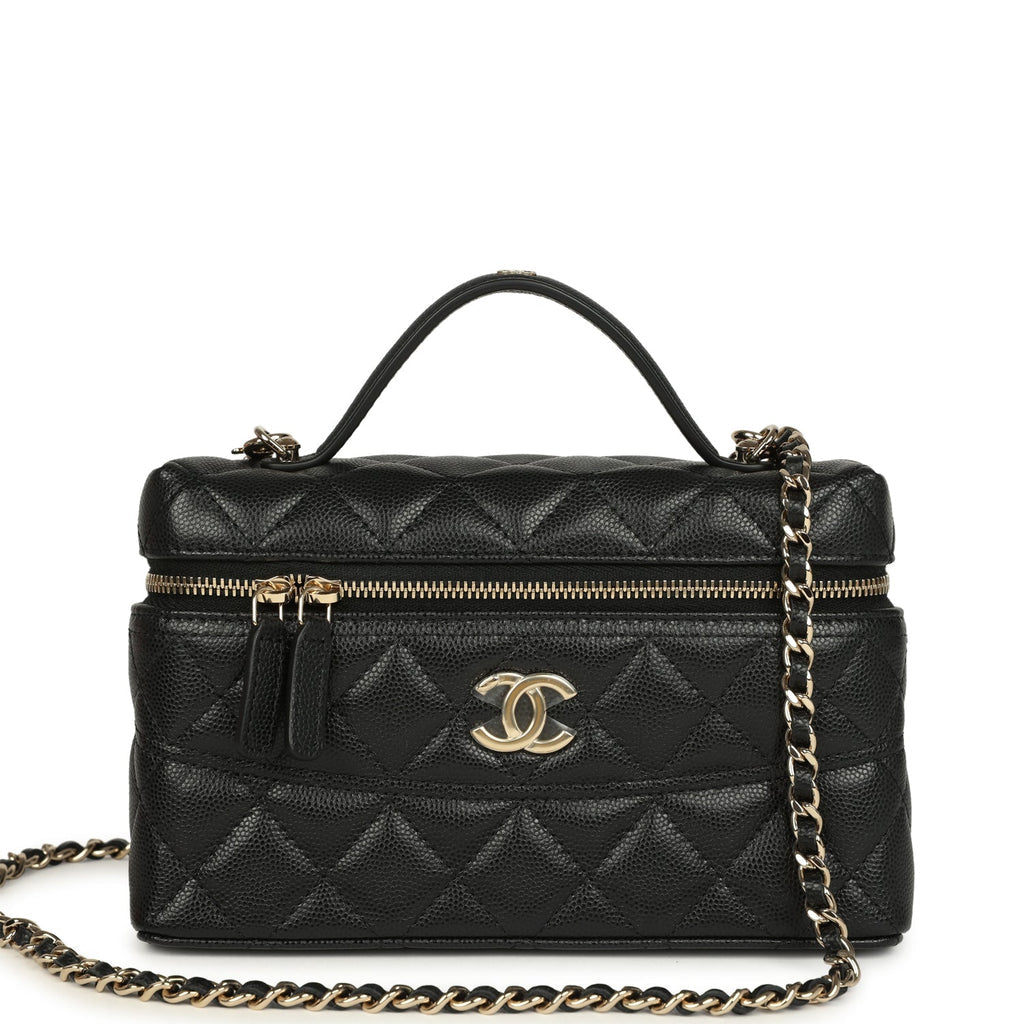 Grained Shiny Calfskin Classic Vanity with Chain