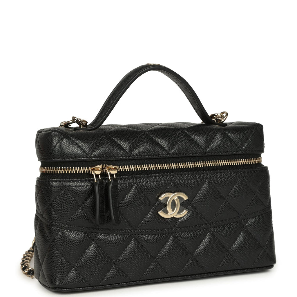 Grained Shiny Calfskin Classic Vanity with Chain