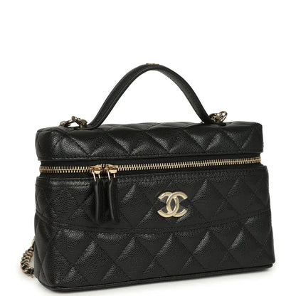 Grained Shiny Calfskin Classic Vanity with Chain