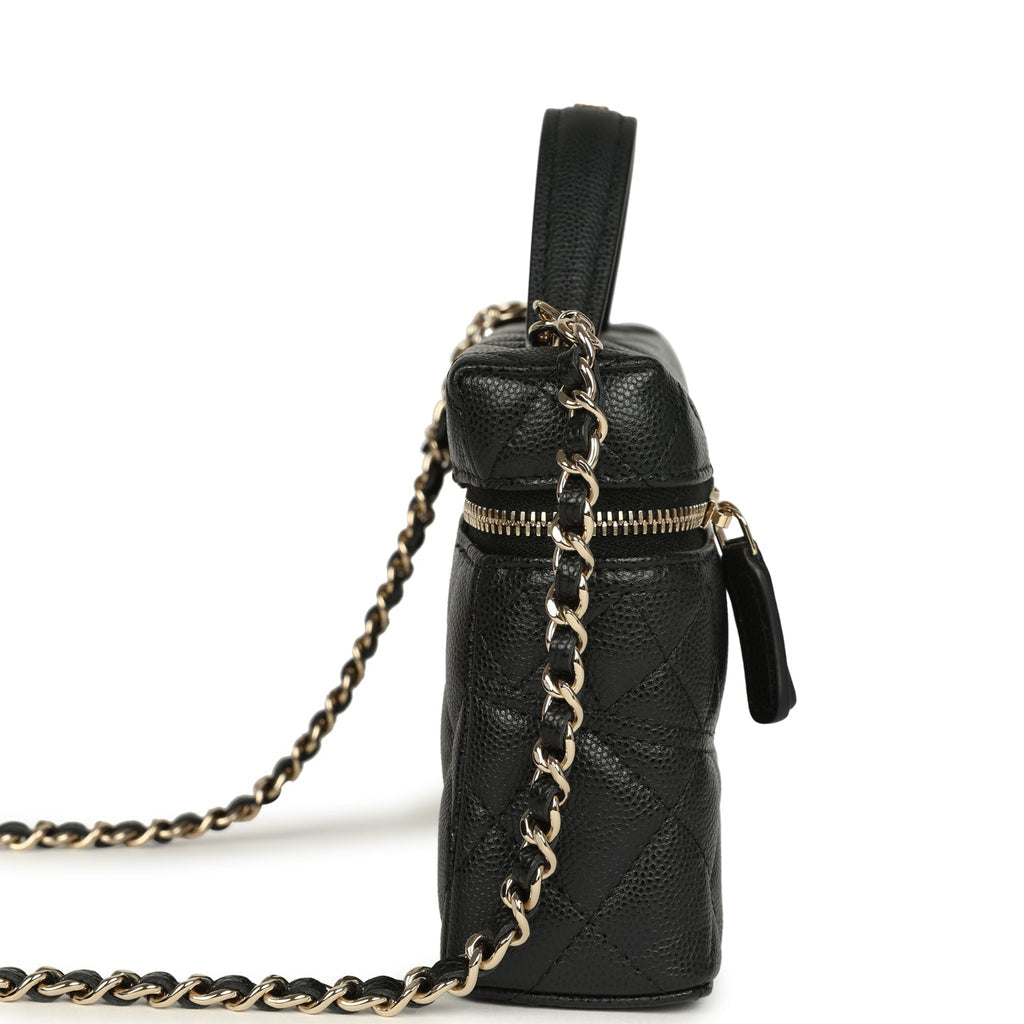 Grained Shiny Calfskin Classic Vanity with Chain