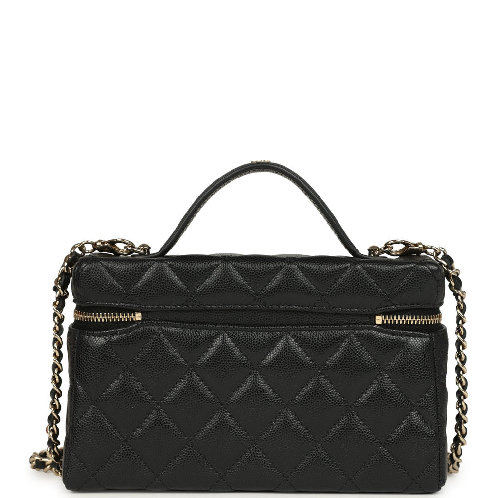 Grained Shiny Calfskin Classic Vanity with Chain