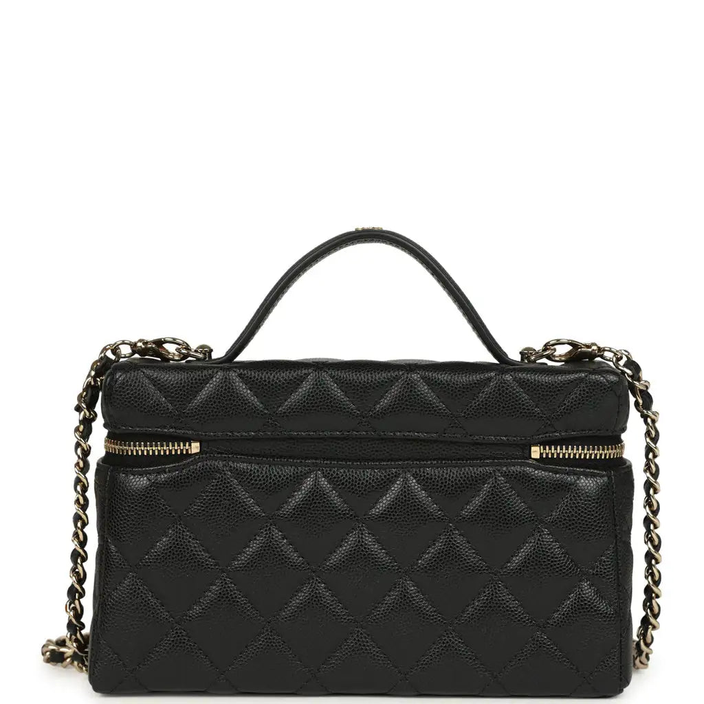 Grained Shiny Calfskin Classic Vanity with Chain