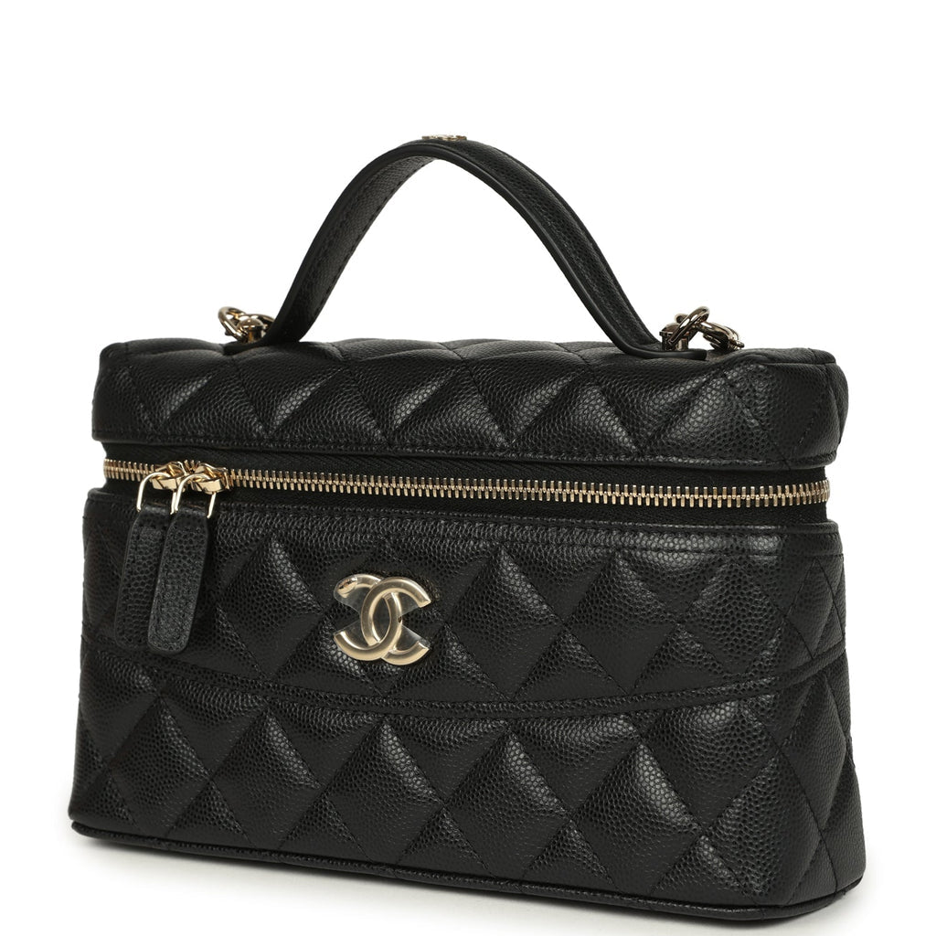Grained Shiny Calfskin Classic Vanity with Chain