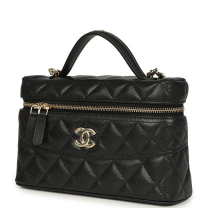 Grained Shiny Calfskin Classic Vanity with Chain