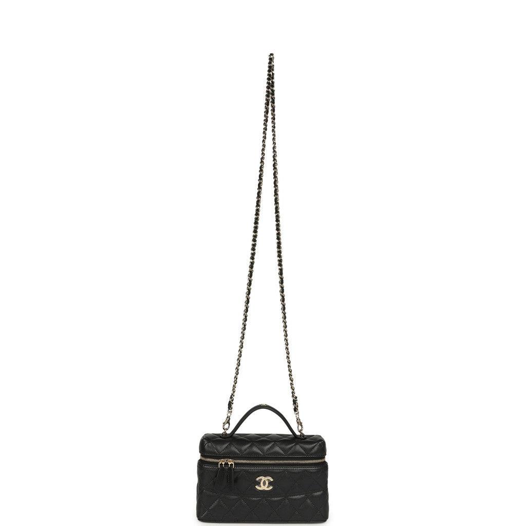 Grained Shiny Calfskin Classic Vanity with Chain