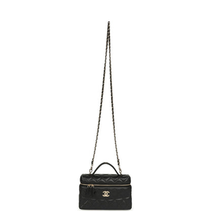 Grained Shiny Calfskin Classic Vanity with Chain