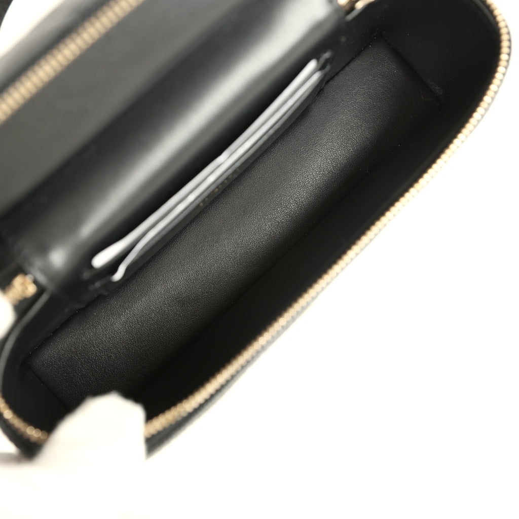 Grained Shiny Calfskin Classic Vanity with Chain