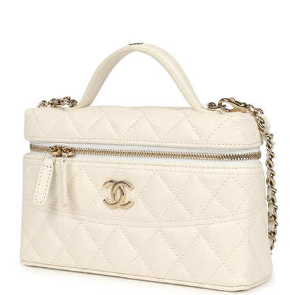 Grained Shiny Calfskin Classic Vanity with Chain