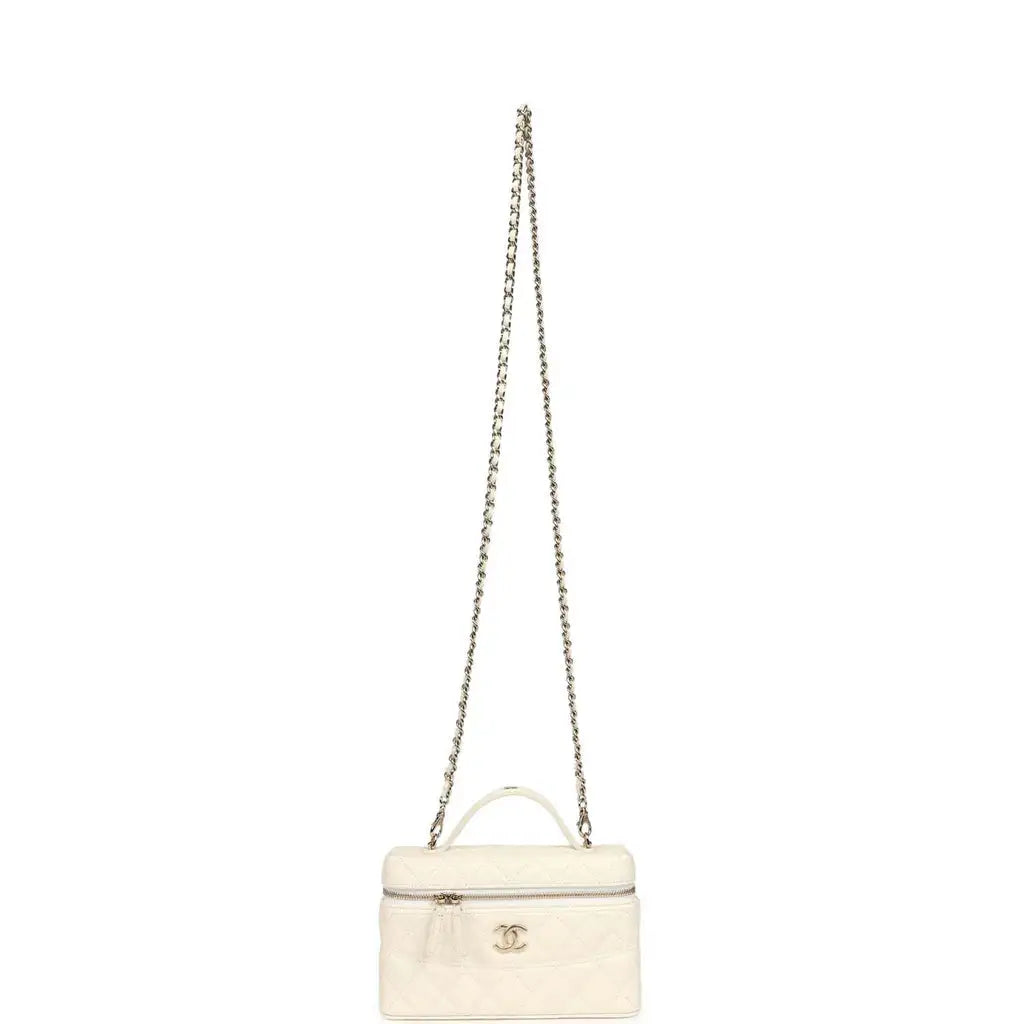 Grained Shiny Calfskin Classic Vanity with Chain