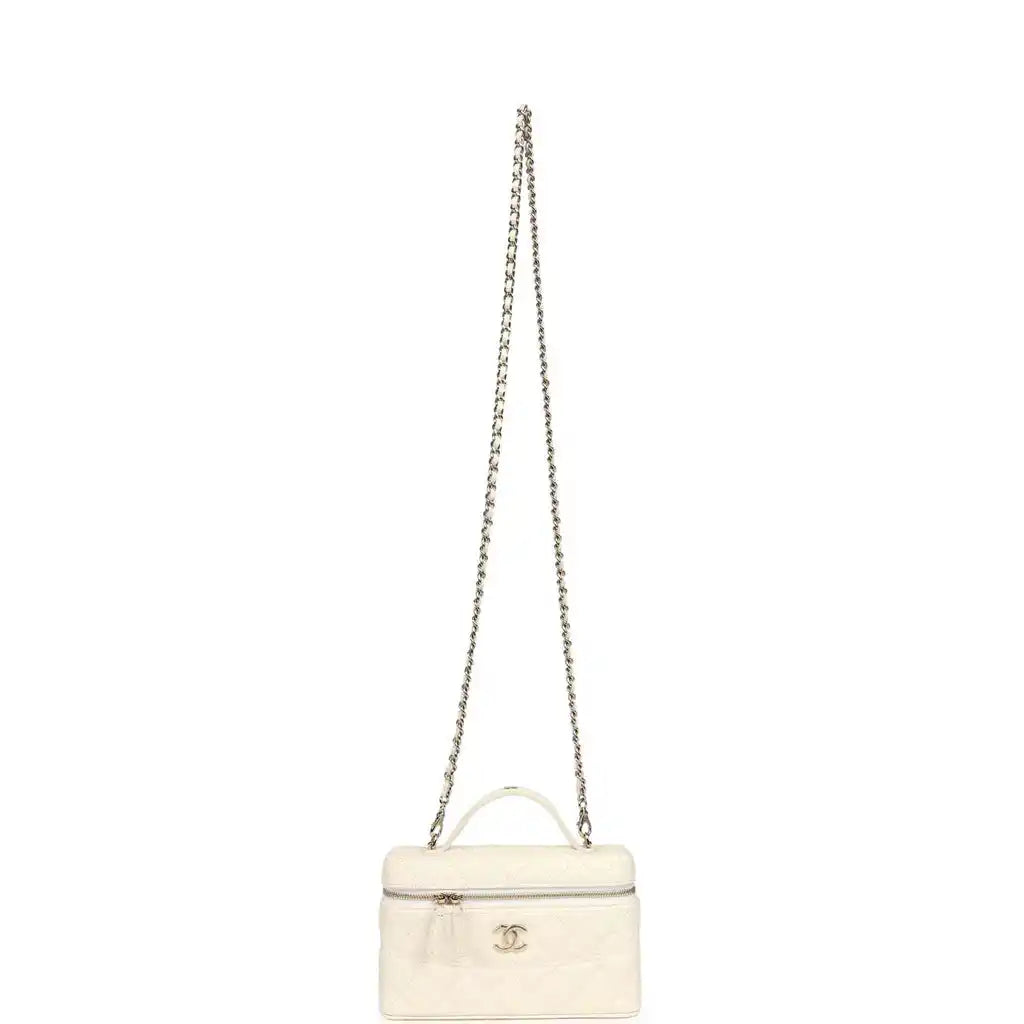 Grained Shiny Calfskin Classic Vanity with Chain