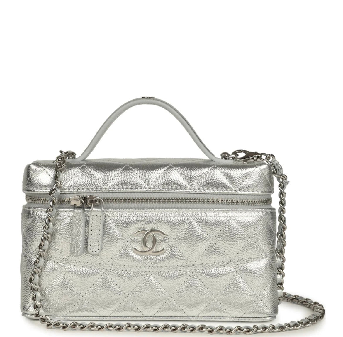 Grained Shiny Calfskin Classic Vanity with Chain