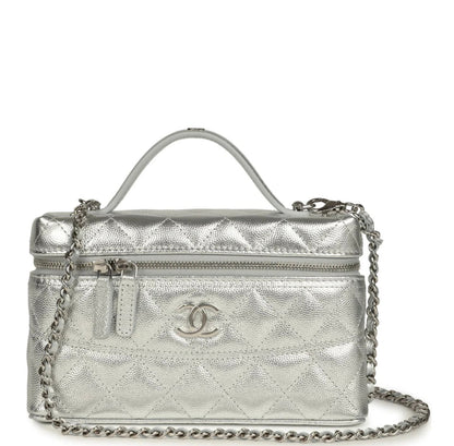 Grained Shiny Calfskin Classic Vanity with Chain
