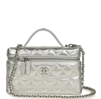 Grained Shiny Calfskin Classic Vanity with Chain