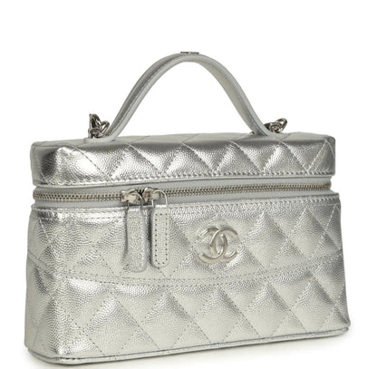 Grained Shiny Calfskin Classic Vanity with Chain