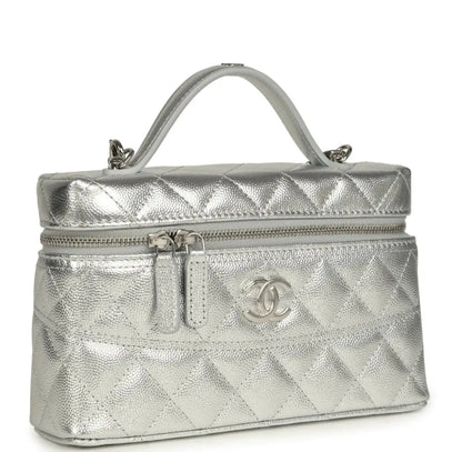 Grained Shiny Calfskin Classic Vanity with Chain