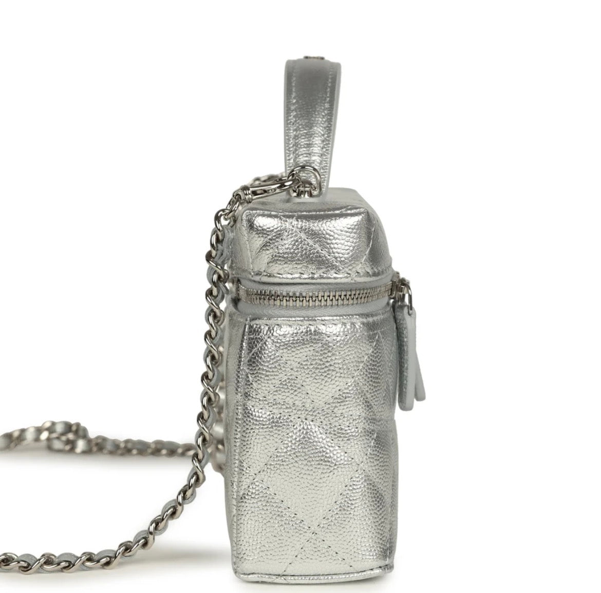 Grained Shiny Calfskin Classic Vanity with Chain