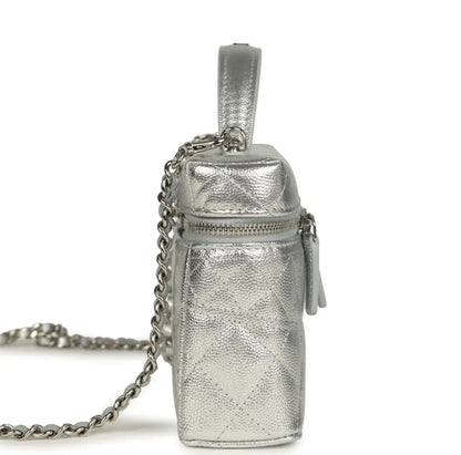 Grained Shiny Calfskin Classic Vanity with Chain