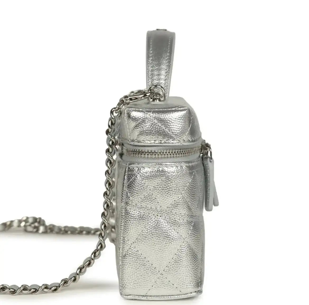 Grained Shiny Calfskin Classic Vanity with Chain