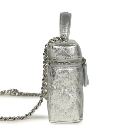 Grained Shiny Calfskin Classic Vanity with Chain