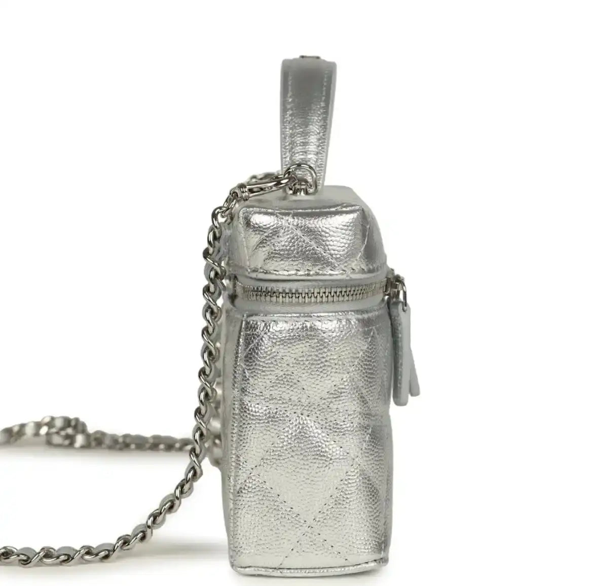 Grained Shiny Calfskin Classic Vanity with Chain