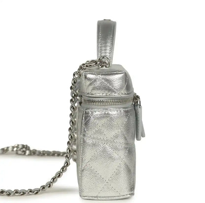 Grained Shiny Calfskin Classic Vanity with Chain