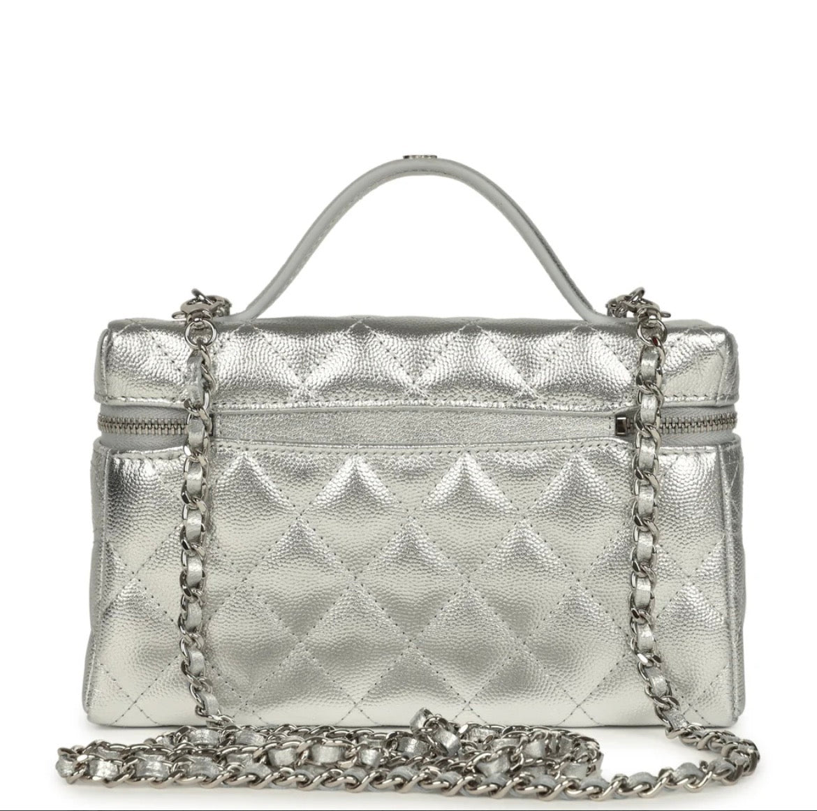 Grained Shiny Calfskin Classic Vanity with Chain