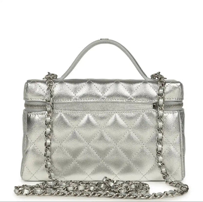 Grained Shiny Calfskin Classic Vanity with Chain