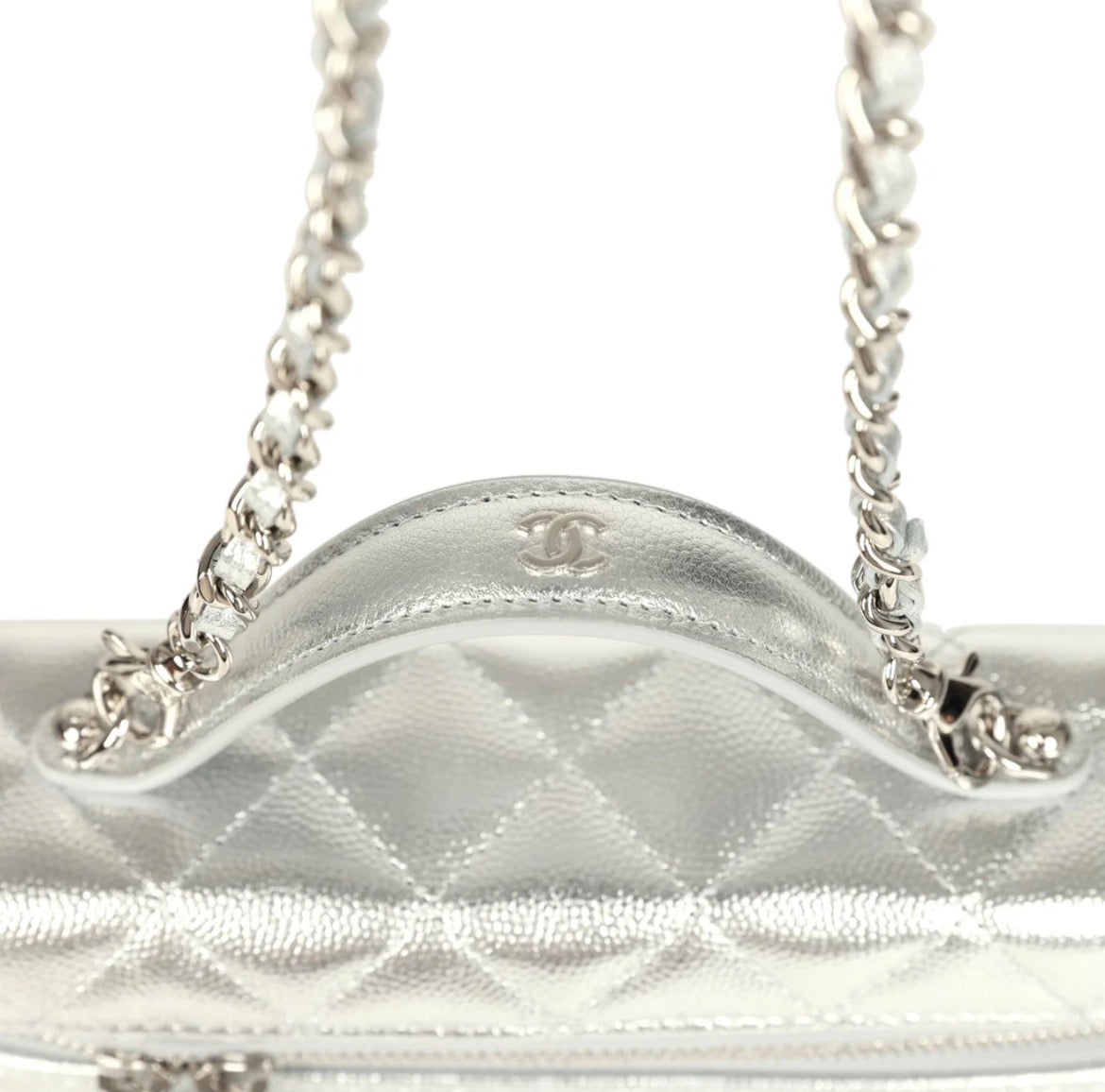 Grained Shiny Calfskin Classic Vanity with Chain