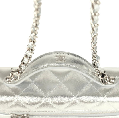 Grained Shiny Calfskin Classic Vanity with Chain